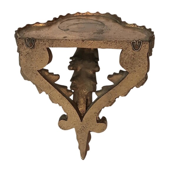 Vintage Wall Shelf Gold Ornate Italian Rococo Hollywood Regency Plastic 9x8x4.5 - Picture 5 of 16